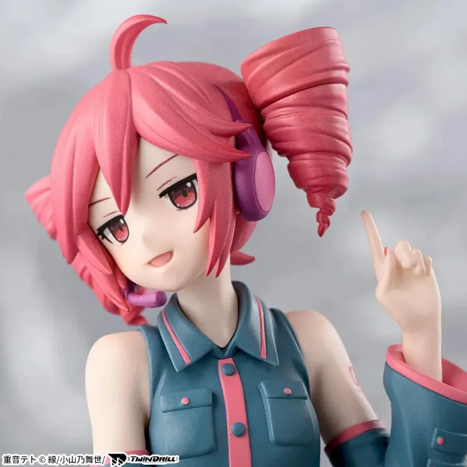 Kasane Teto Twin-Tail Anime Girl Figure Set 2PCS PVC Collectible Dolls with Two Poses, Cute Character Statues for Desktop Deco
