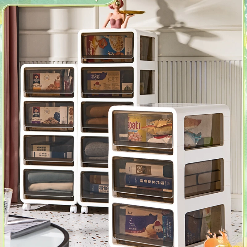 drawer-type plastic snack storage cabinet, household wardrobe, storage and sorting box,