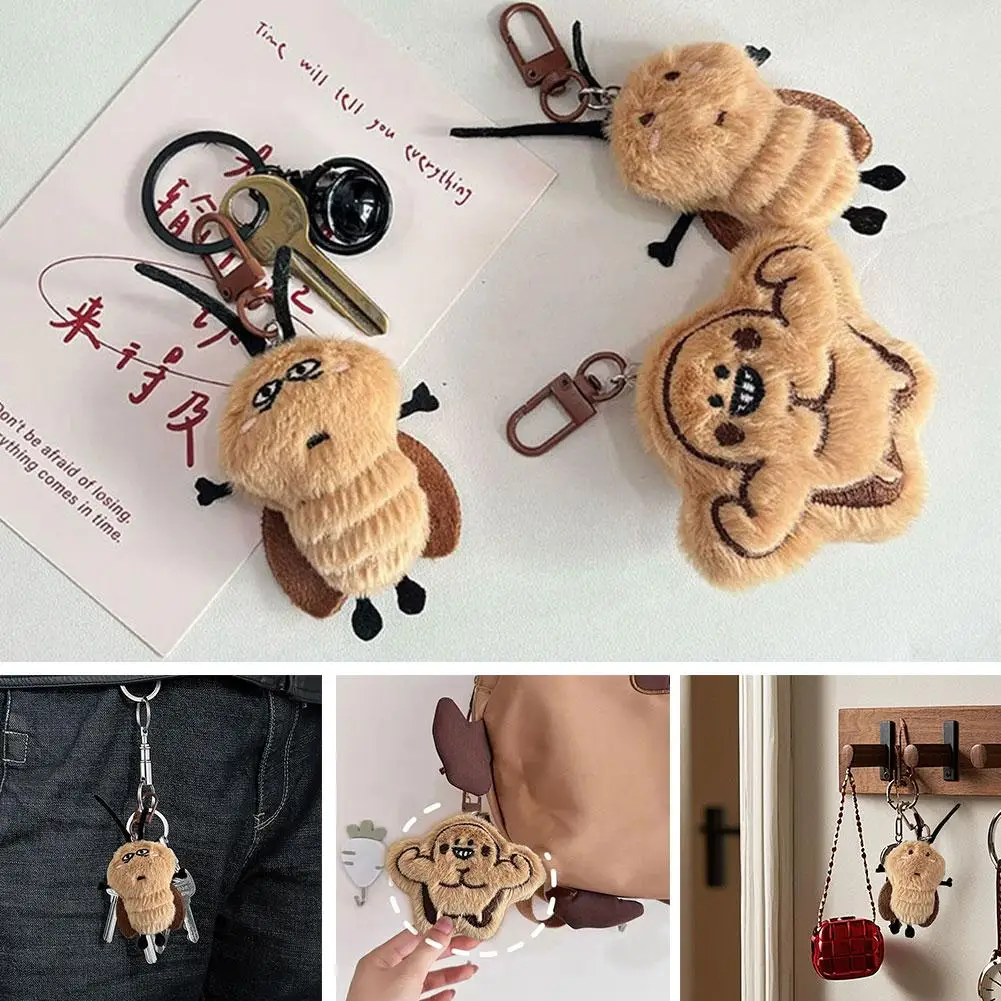 Divertente scarafaggio portachiavi in peluche ciondolo bambola carino per zaini borse peluche creativo ornamento da appendere per ragazze ragazzi