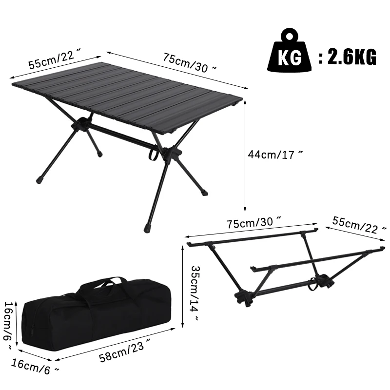 Draagbare ultralichte opvouwbare campingtafel van aluminiumlegering met hoge sterkte Opvouwbaar buitendinerbureau voor familiefeest Picknick BBQ