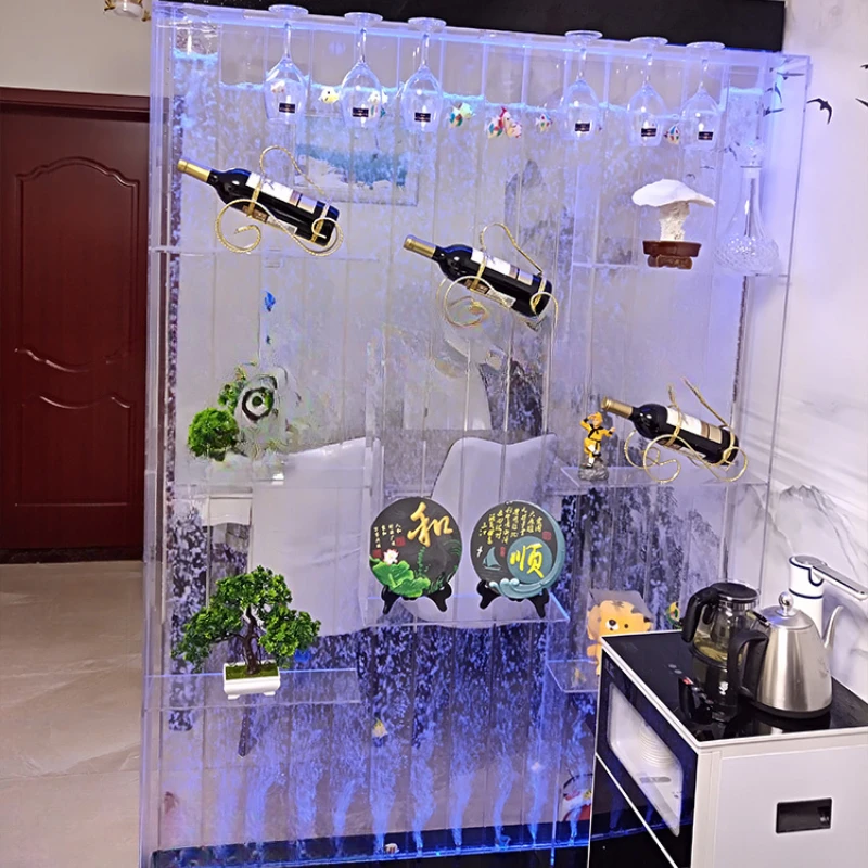 Large Bubble Screen Wine Cabinet Water Curtain Wall Hallway Background Partition Decoration