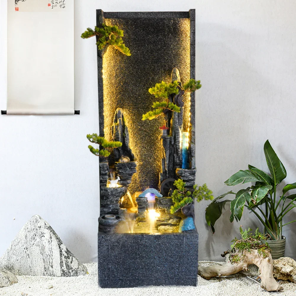 For Large fountain water curtain wall living room hotel fortune decoration rockery circulating water screen landing landscape