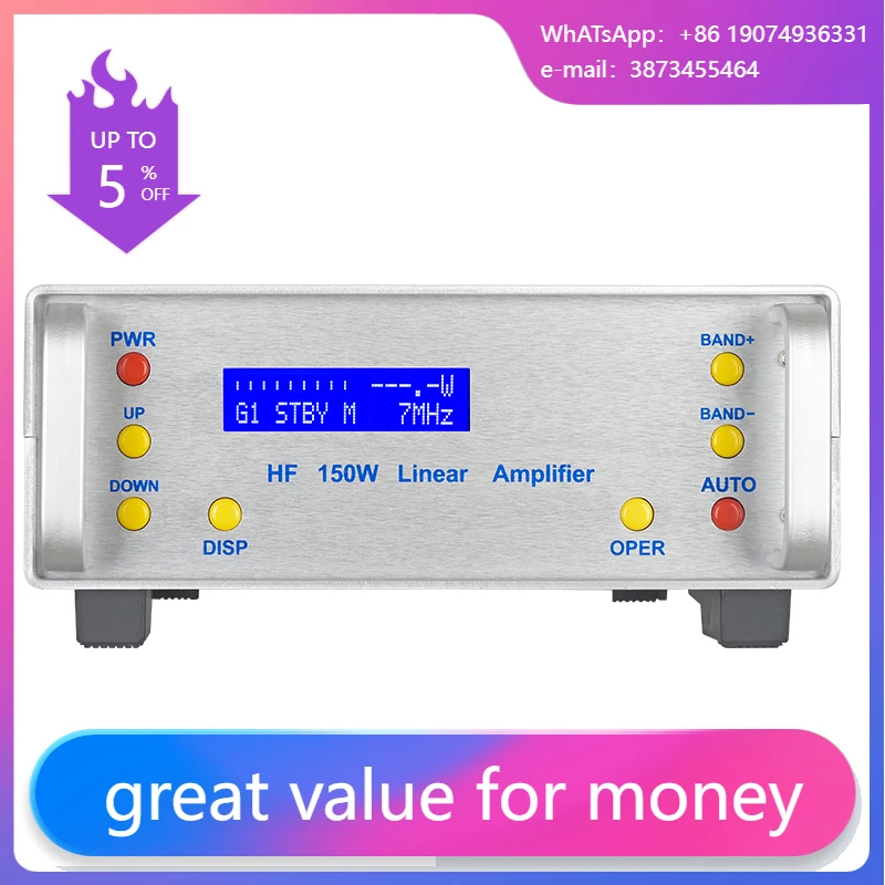 

Cost-effective HF Power Amplifier 100W Gain SSB Transceiver Amateur Ham Radio 0.5-30MHz Four-Level Adjustable