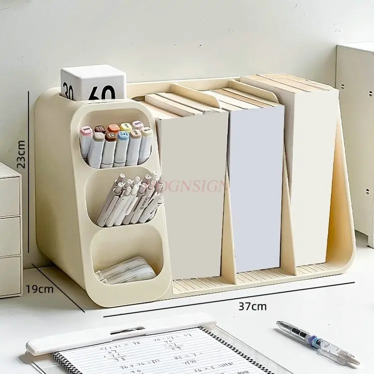 1-個のデスクトップ収納ボックス、学生用本棚、ブックスタンド、大容量本棚、オフィスデスク、文房具ペンホルダー