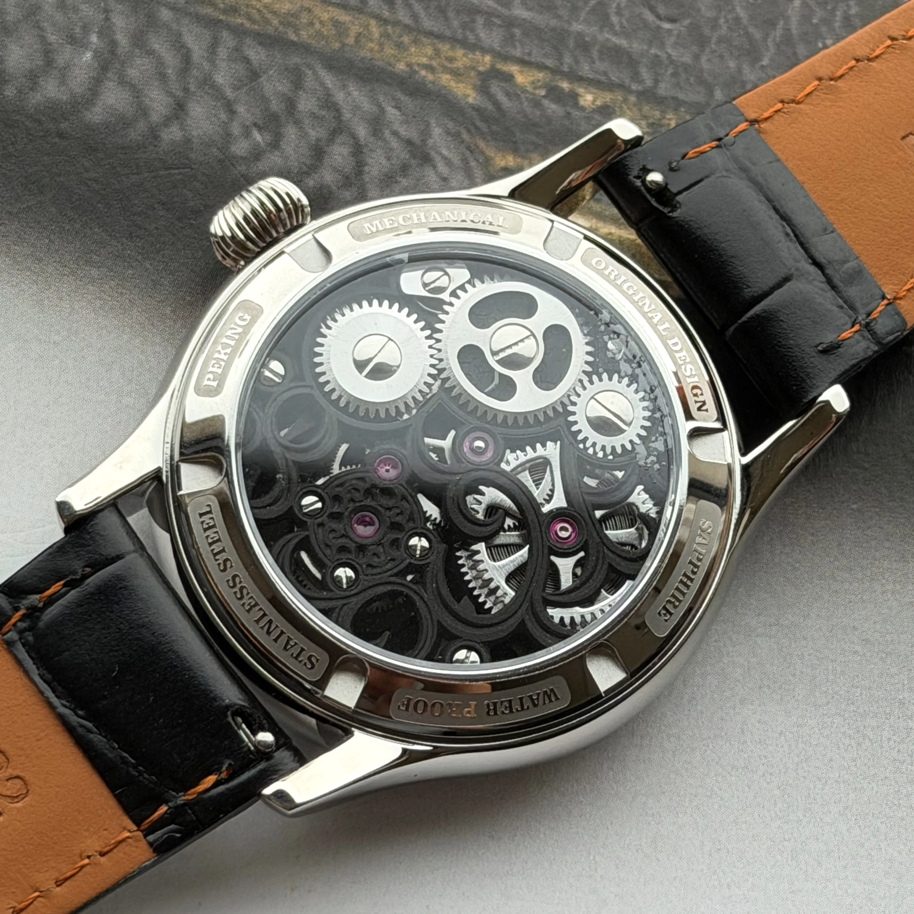 Merkur 100% Skeleton Tourbillon Watch Men's Sapphire Watch For Men Mechanical Engraving Wristwatches Black Relogio Masculino