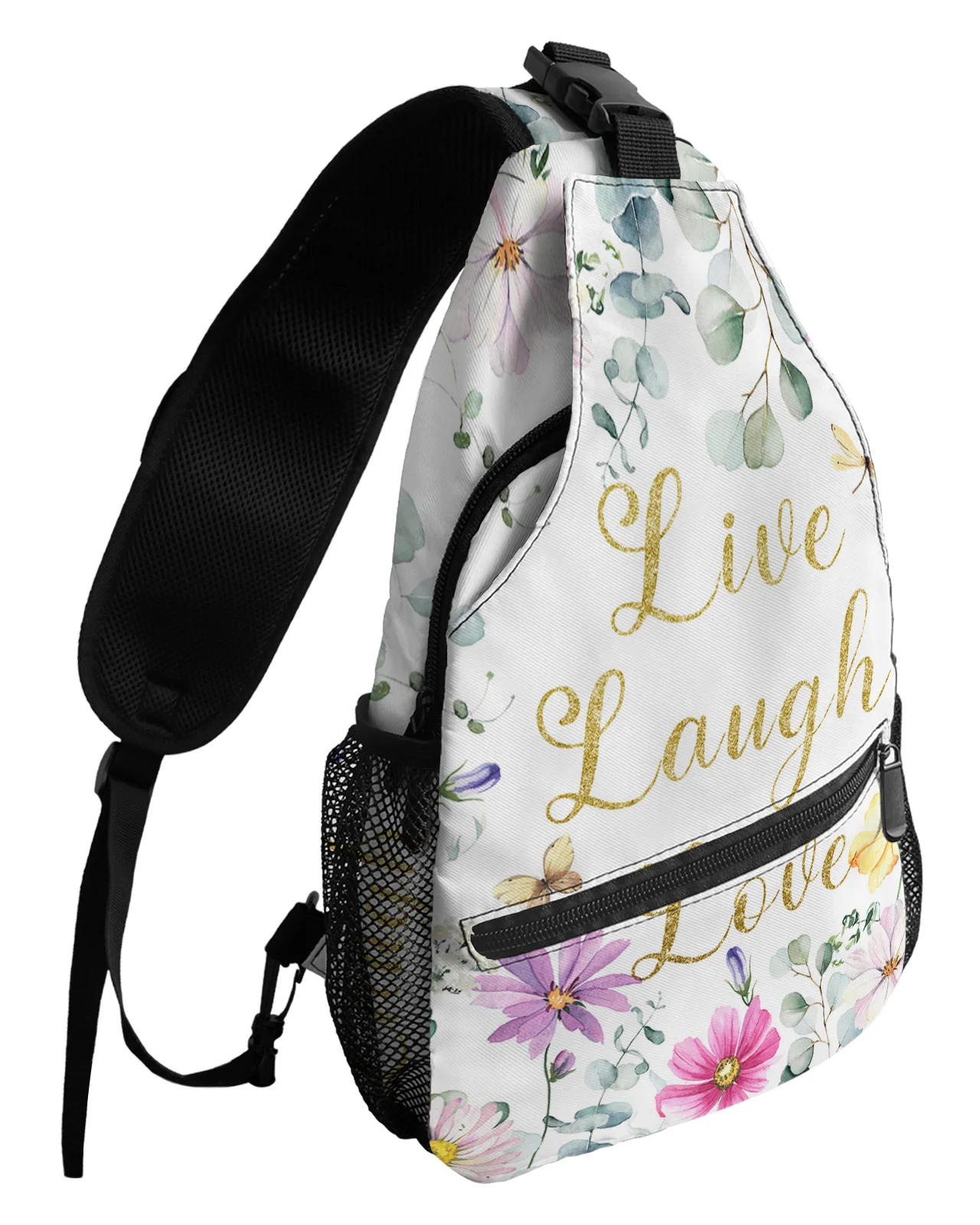 Idyllic Wildflower Leaves Chest Bag for Man Women Casual Crossbody Bag Travel Shoulder Bag Large Capacity Sling Bag