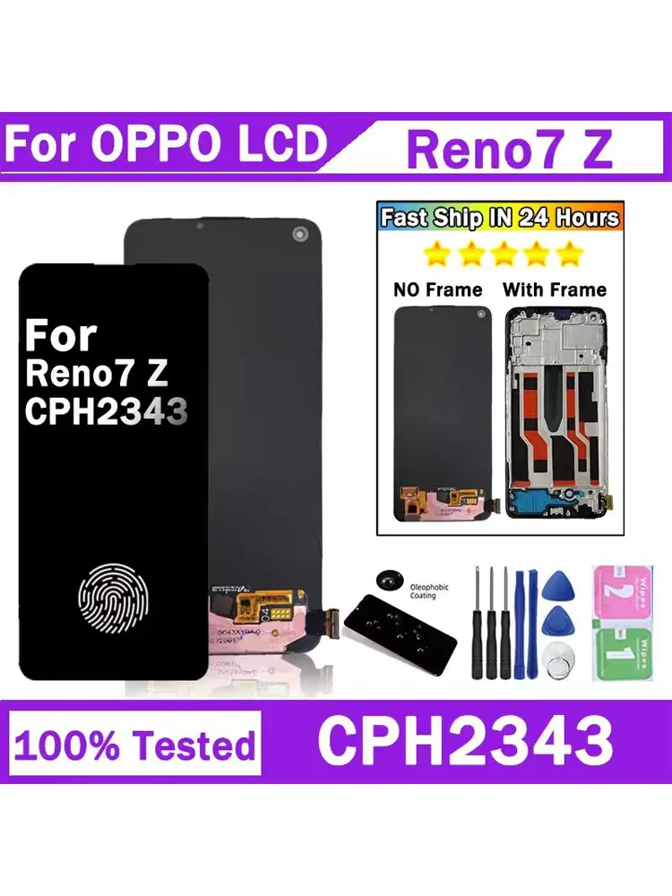 6.43 "Super Amoled dla Oppo Reno7 Z Reno 7Z Reno7Z 5G CPH2343 wyświetlacz LCD z ramką ekran dotykowy Digitizer zgromadzenie — zdjęcie produktu 7