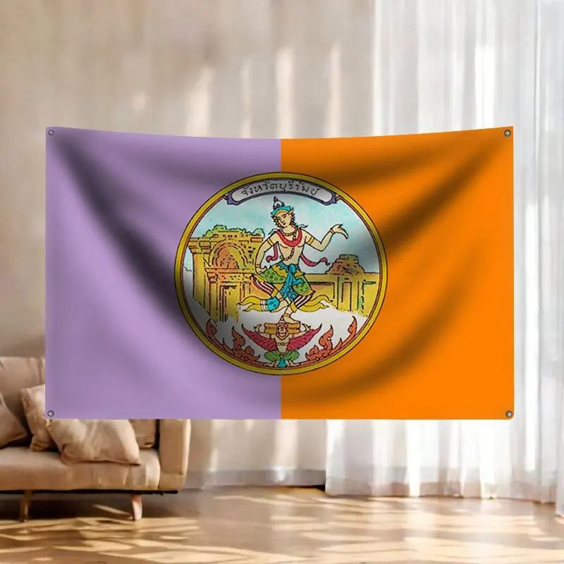 Thai Culture Flag Tapestry Decoration Thai Wall Art Ethnic Asian Decor Royal Flag With 4 Rings Home Gift Banner Tapestry Print