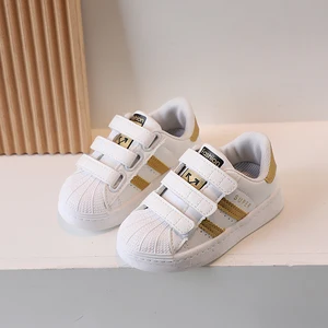 Crianças tênis crianças design de moda branco antiderrapante sapatos casuais meninos meninas gancho respirável tênis da criança sapatos ao ar livre ch 6 principais vendas crocs branco original - №3