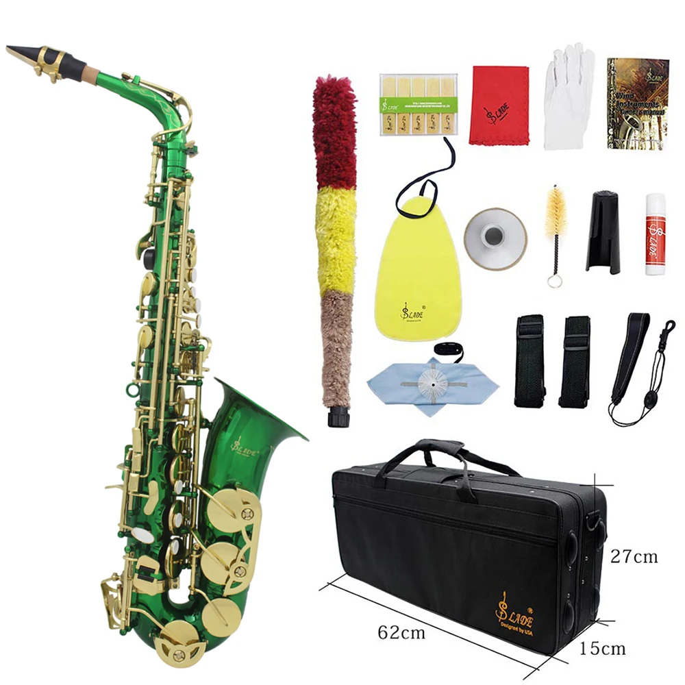 Slade Eb E-Flat Altsaxofoon Saxofoon Shell Sleutel Carve Patroon Houtblazers Met Backstraps Case Andere Reed Aeccessaries