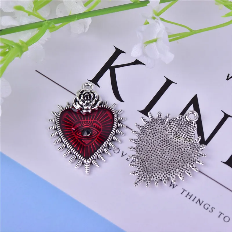 10pcs/pack Flower Evil Eye Heart Gothic Style Metal Charms DIY Earring Bracelet Jewelry Making