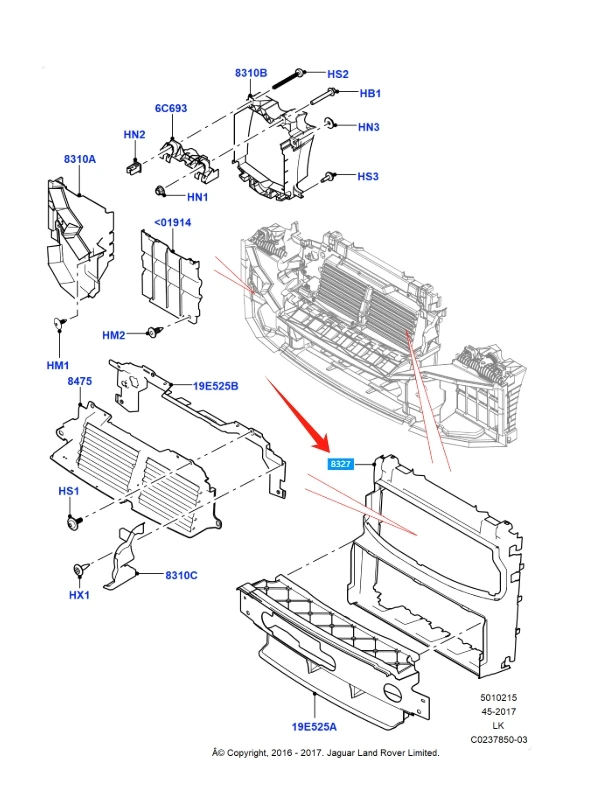 LR061740 Radiator Support Air Duct Deflector Baffle for LR Range Rover L405 L494 13-22