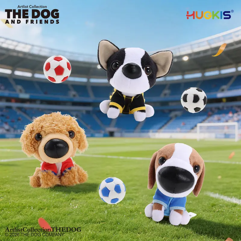 HUGKIS THE DOG Soccer Style Plush Dog Keychain Fuzzy Plush Pendant Bag Charm Backpack Decor Car Key Ring Lovely Animal Accessory