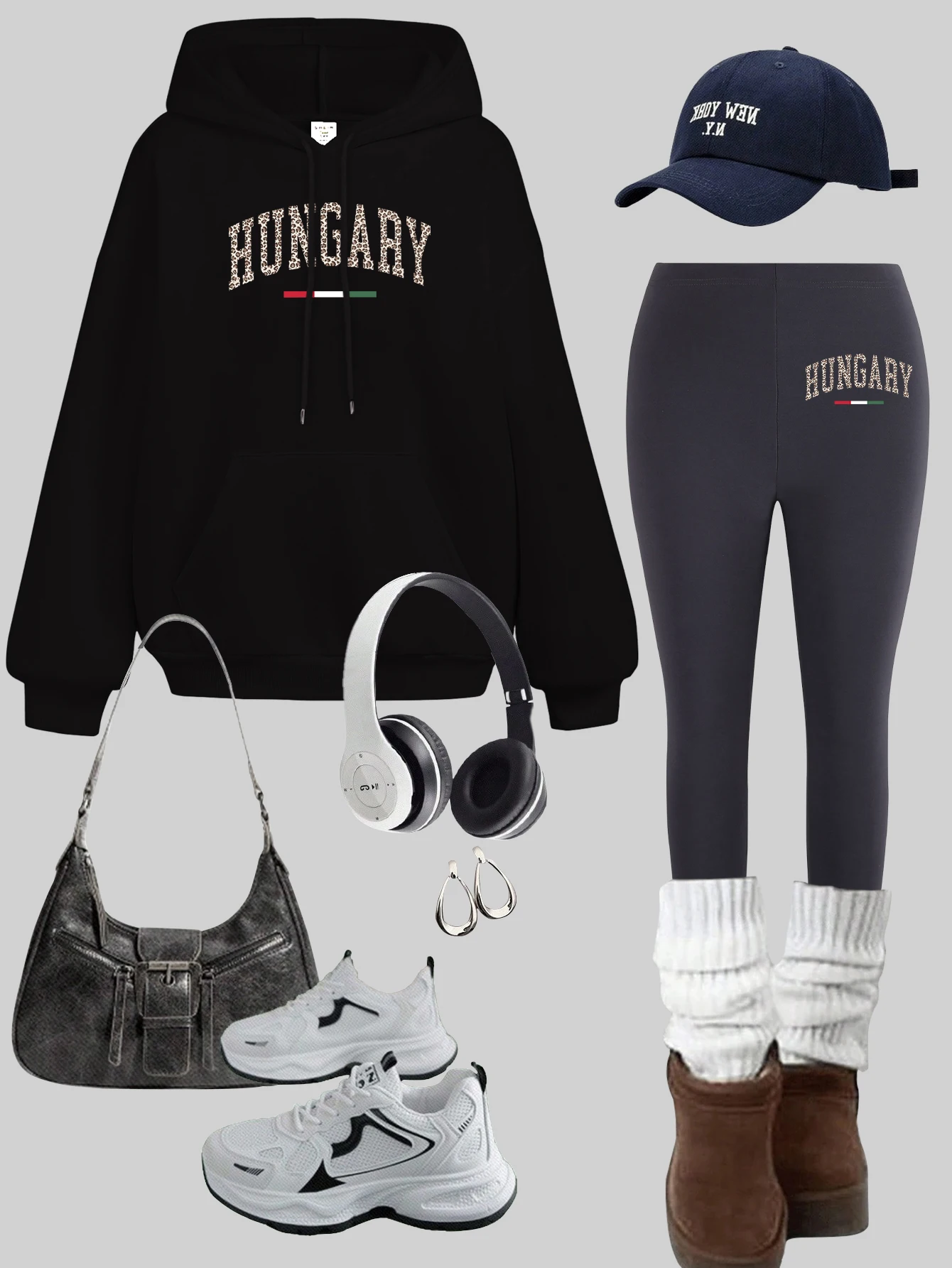 

Венгрия, креативный город, комплект толстовок с принтом, женские осенние утепленные леггинсы Y2K, комплекты длинных брюк в стиле хип-хоп, флисовый пуловер с карманами