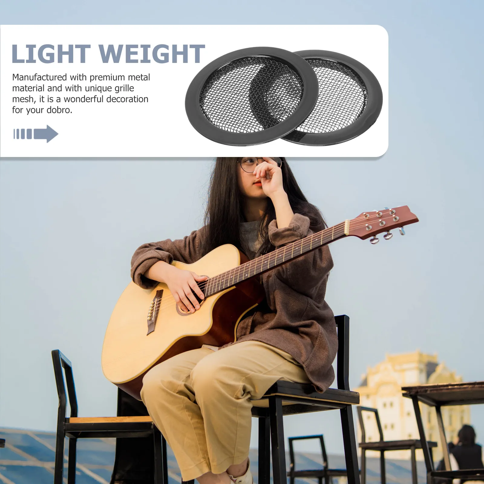 2Pcs Metal Soundhole Cover for Dobro and Resonator Guitar Premium Grille Mesh Feedback Reduction Lightweight Easy Install Guitar