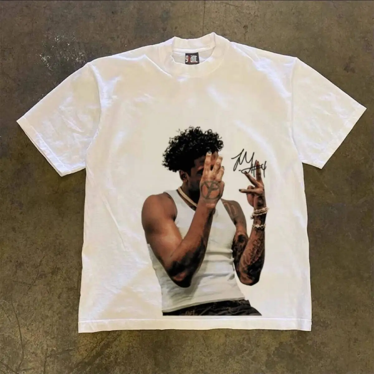 

Hip Hop Retro Jay Basketball T-shirt Green Men's and Women's Summer Versatile Trend Printing Short Sleeve Loose Pure Cotton