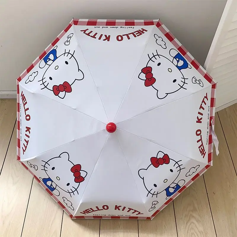 

Hello Kitty Umbrella Sunshine Sanrio Kawaii Anime Rain Umbrella Girl Heart Cartoon Cute Sun Protection Uv Students Gift for Kids