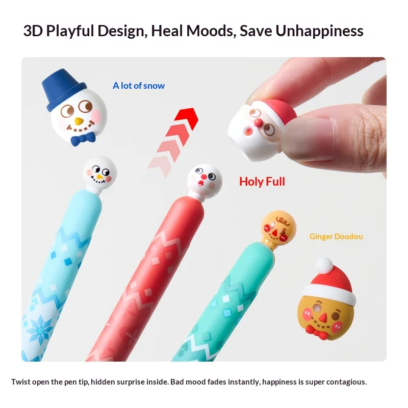 أقلام جل لطيفة لعيد الميلاد من KACO، قلم تخفيف التوتر ثلاثي الأبعاد سريع الجفاف، مستلزمات مدرسية مكتبية، أدوات تخزين مثالية #4