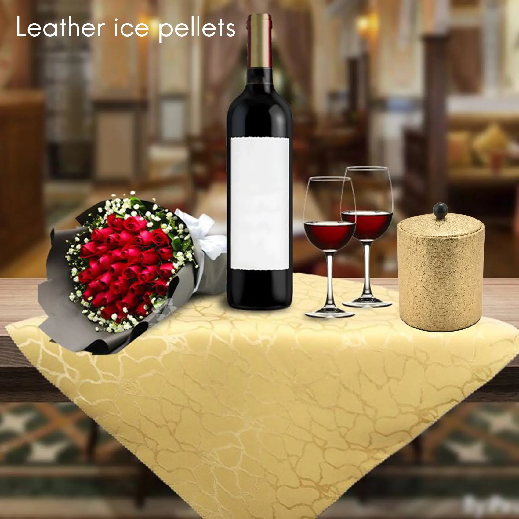 

ABIYY-1.3L Stainless Steel Ice Bucket Leather Ice Bucket European Style Wine Red Wine Bar KTV Supplies Champagne Bucket, A