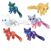 1/2/3/6pcs Colorful Candy Cat 3D Printed Movable Joint Simulation Mini Candy Cat Action Figures Desktop Ornament Birthday Gifts