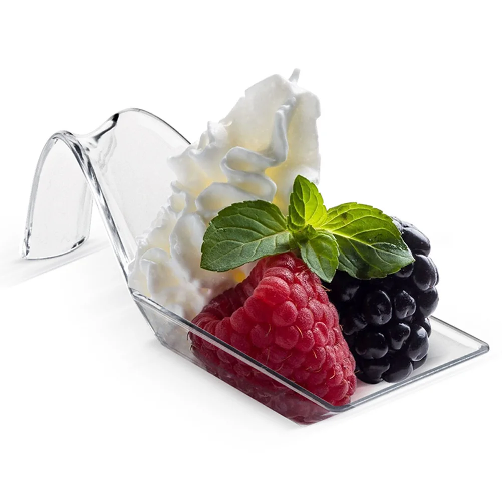 

50 Pcs Fruit Spoon Dessert Plates Clear Mini Tray Food Display Party Wedding Home Kitchen Plastic Safe Material