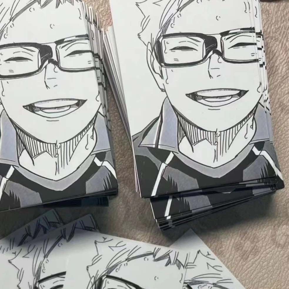 Anime Haikyuu!! Kei Tsukishima Cosplay black and white desktop decor Instant Polaroid accessories Cartoon camera small card