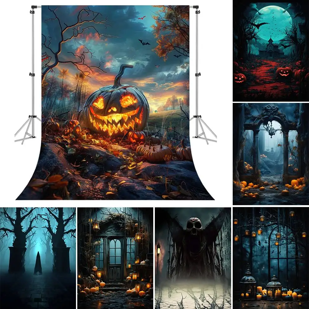 

Bonvvie Halloween Photography Background Horror Misty Forest Dead Tree Background Halloween Party Decoration Studio Photo Booth