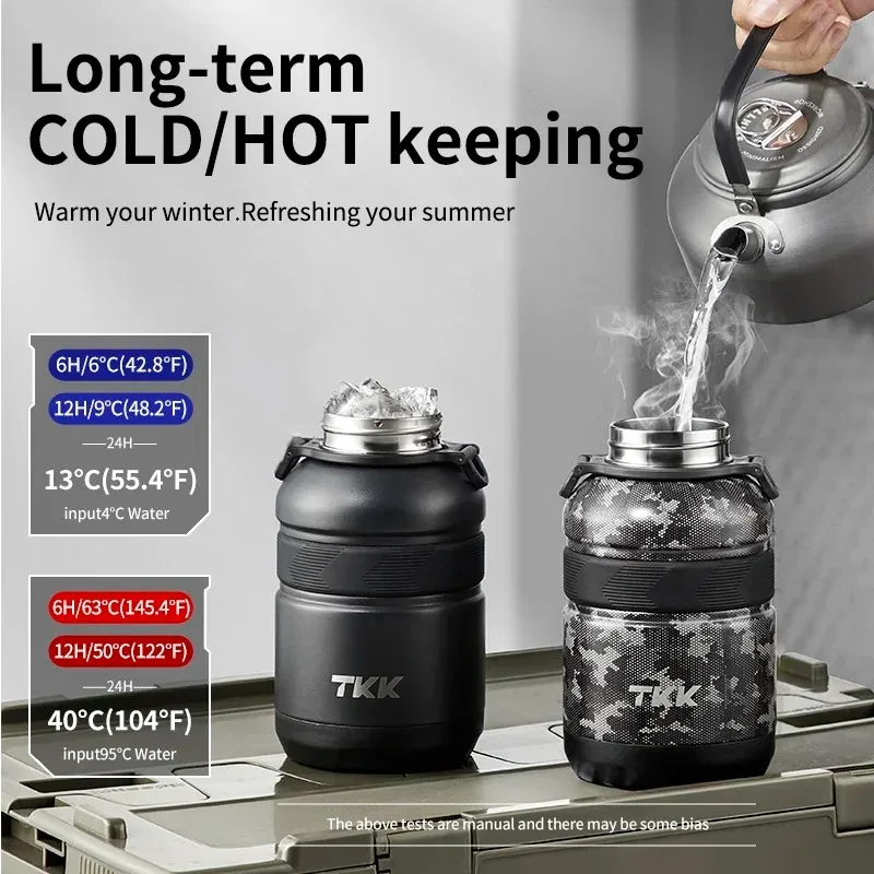 

TKK 32oz Insulated Water Bottle Large Capacity Stainless Steel Thermos Vacuum Flask Insulated Tumbler with Rope Thermo Bottle
