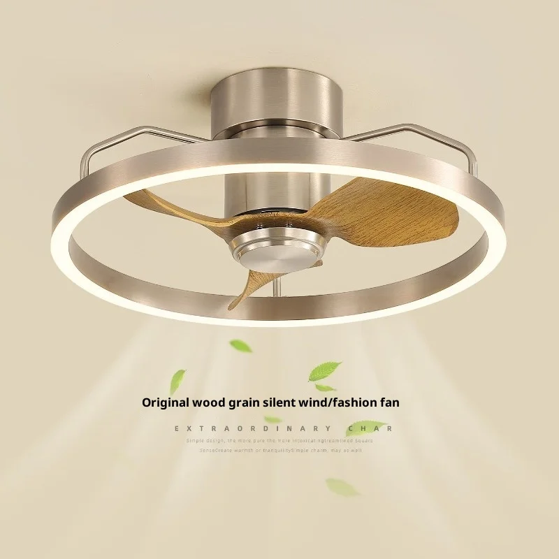 

Mid Century Minimalist Solid Wood Ceiling Fan Light Invisible Blades Combo for Master Bedroom Dining Room Lights for Room Led