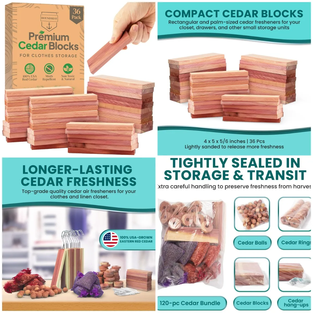 

36 Cedar Blocks for Clothes Storage - Natural Moth Repellent for Closets & Drawers