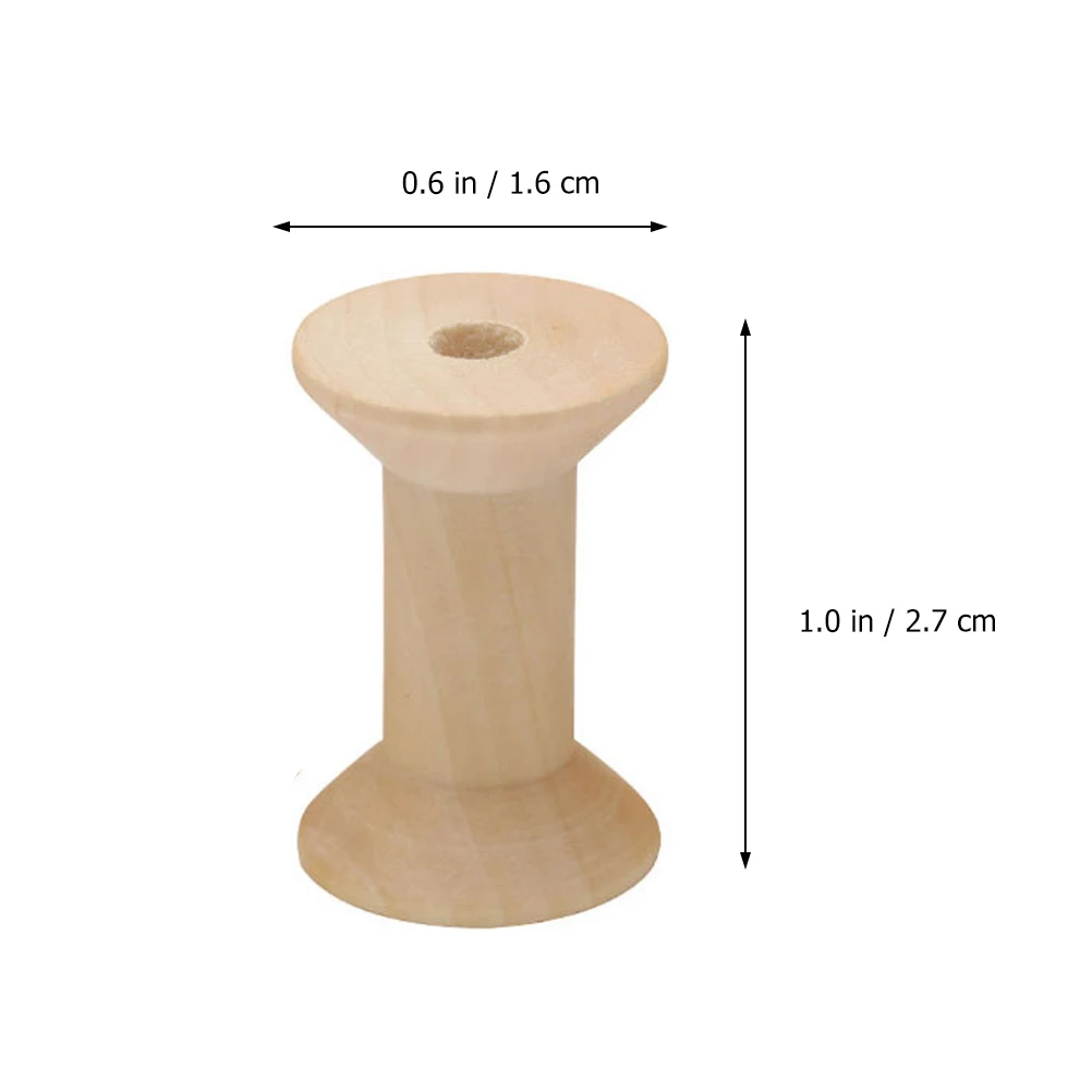 

50Pcs Empty Thread Spools Wooden Bobbins Retro Wood Color Craft Reels Smooth Surface for DIY Handicrafts Sewing and Ribbon