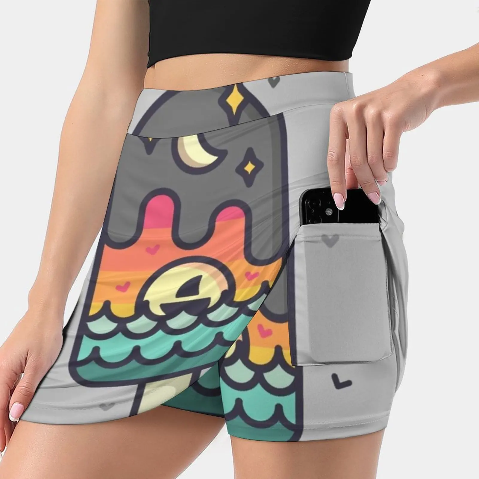 

Popslice Surrealism Women's skirt Aesthetic skirts New Fashion Short Skirts Popslice Summer Landscape Birds Moon Moonlight