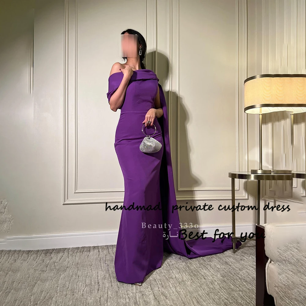 

Purple Mermaid Evening Dresses One Shoulder Spandex Satin Formal Occasion Dress Spandex Satin Long Prom Party Gowns