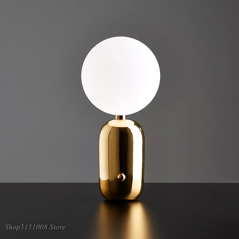 Nordic Led Table Lamp modern living room bedroom Desk Lamp Metal Milky Frosted Glass Shades Bedroom Reading Lamp decor Fixtures