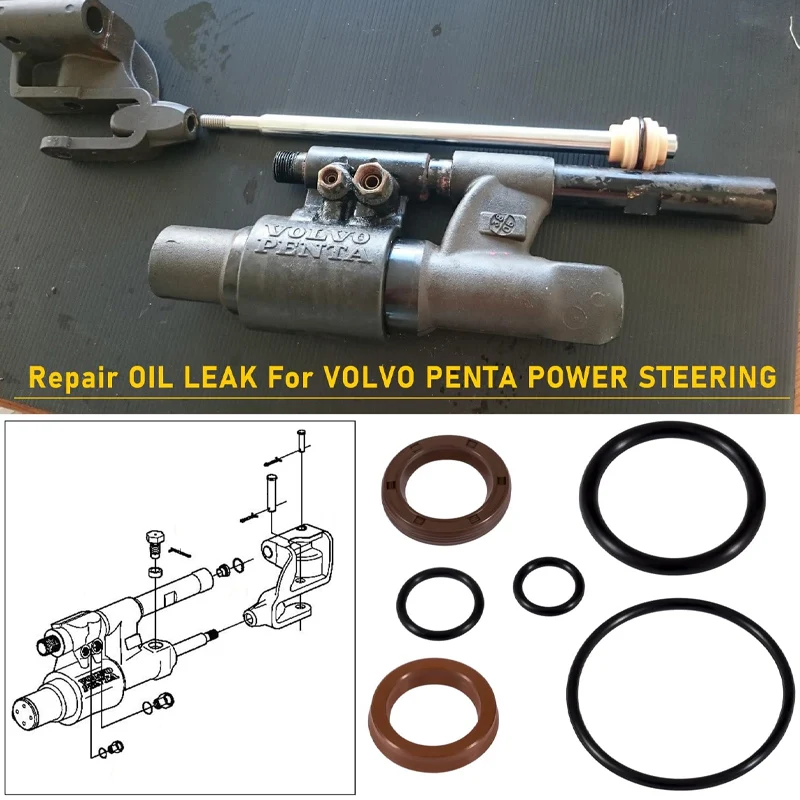 Untuk Volvo Penta Kit perbaikan aktuator kemudi daya 3812269 3860883 3862210 FSM018, Kit segel kebocoran minyak aktuator kemudi perbaikan