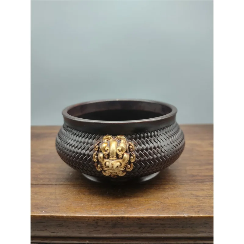 

Mesh Lion Ear Stove Brass Incense Burner Line Incense Burner for Worship Incense Burner Lion Head Xuande Incense Burner Househol