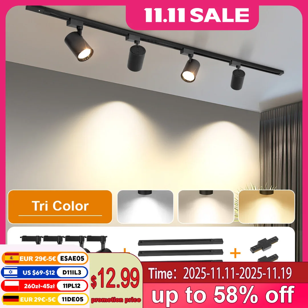 

Full Set Led Track Lights 50W 40W 20W COB Ceiling Rail Spotlight Lighting Indoor for Living Room Kitchen Decor led Track Lights