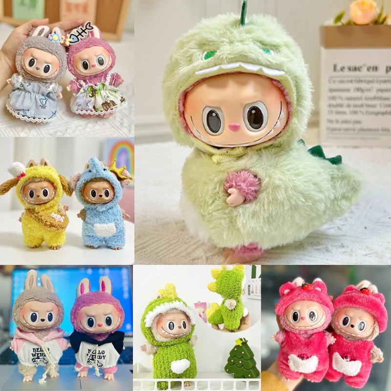 

Cute Mini 17cm Plush Doll's Clothes Girl Gift 7 Styles Labubu Idol Doll Hoodie Jumpsuit Clothing Accessories for Korea Kpop Exo