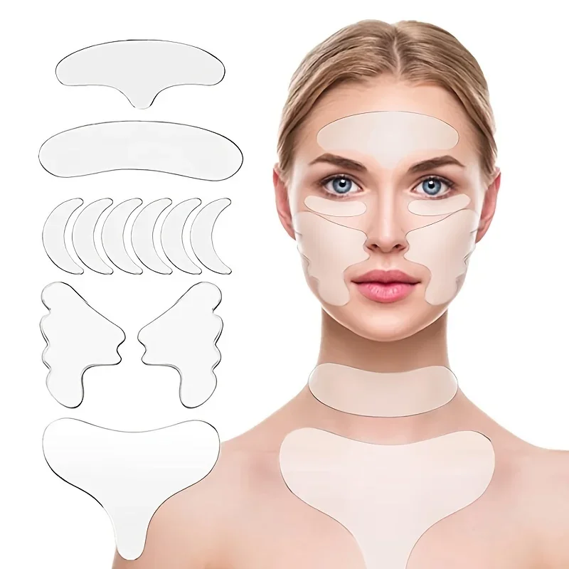 Wielokrotnego użytku silikonowa podkładka przeciwzmarszczkowa łatka do usuwania zmarszczek na szyję łatka do usuwania zmarszczek twarzy Lift skóry Anti-Aging narzędzia do pielęgnacji twarzy