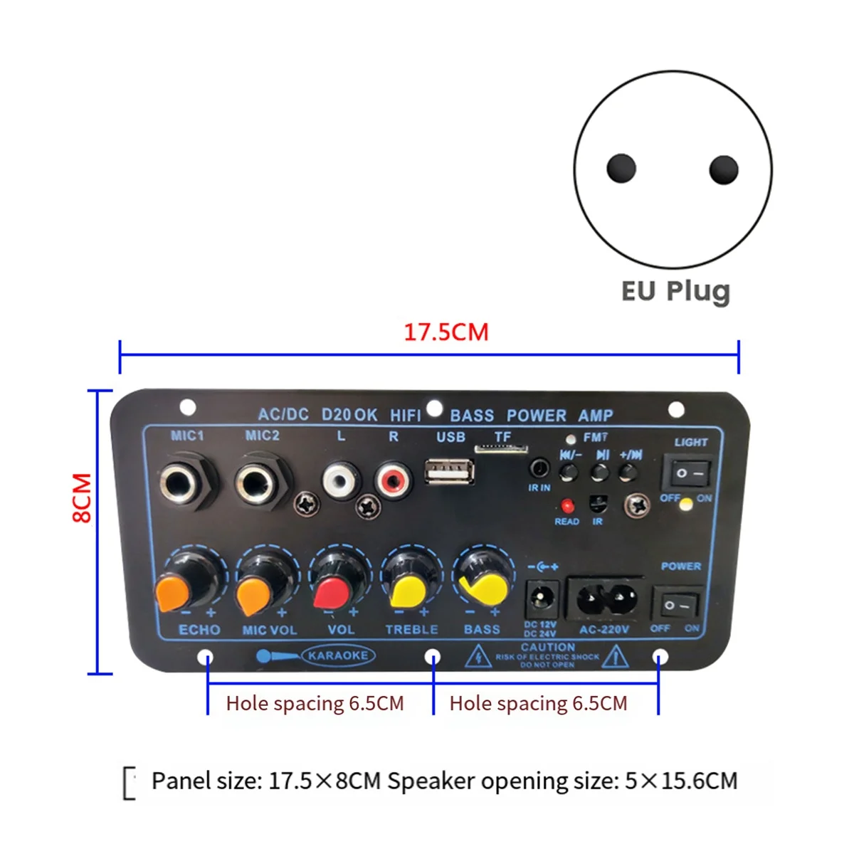 A57G-Bluetooth Amplifier Board HiFi Bass Amplifier Subwoofer Audio Karaoke Amplifier Board Speaker Motherboard(EU Plug)