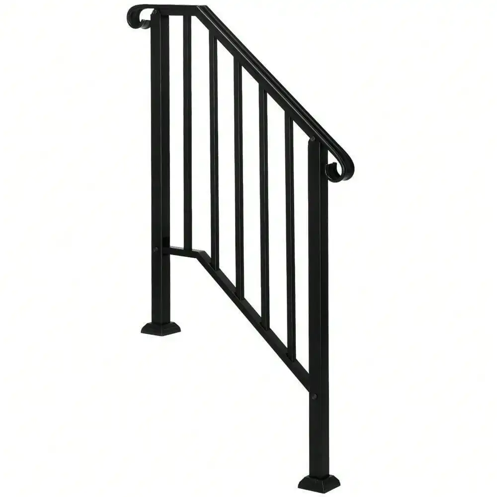 Handrails for Outdoor Step Fits 2-3 Step Mattle Wrought Iron Handrail Stair Rail