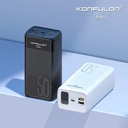 KONFULON  Powerbank 50000 Mah Dual Quick Charge Power Bank Black Led Display Type C  External Battery Charger For iPhone Xiaomi