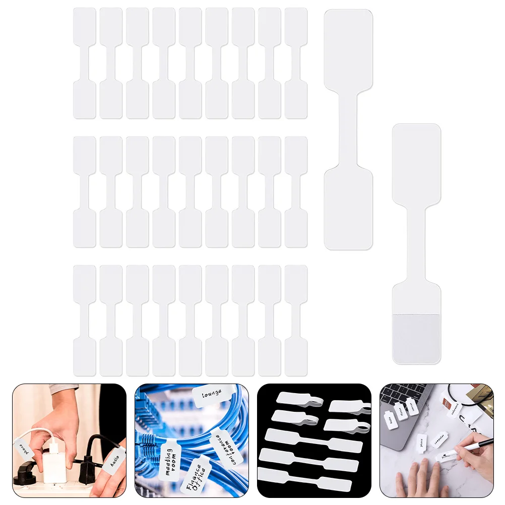 100 Pcs White Cable Label Cord Tags Self-adhesive Labels Computer Organizer Jewelry Identification Convenient Paper Stickers