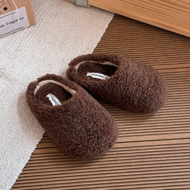 Scarpe basse per bambini invernali solide Scarpe basse per bambini in peluche calde con suola morbida Scivoli in cotone per ragazze Scarpe slip-on per bambini antiscivolo alla moda