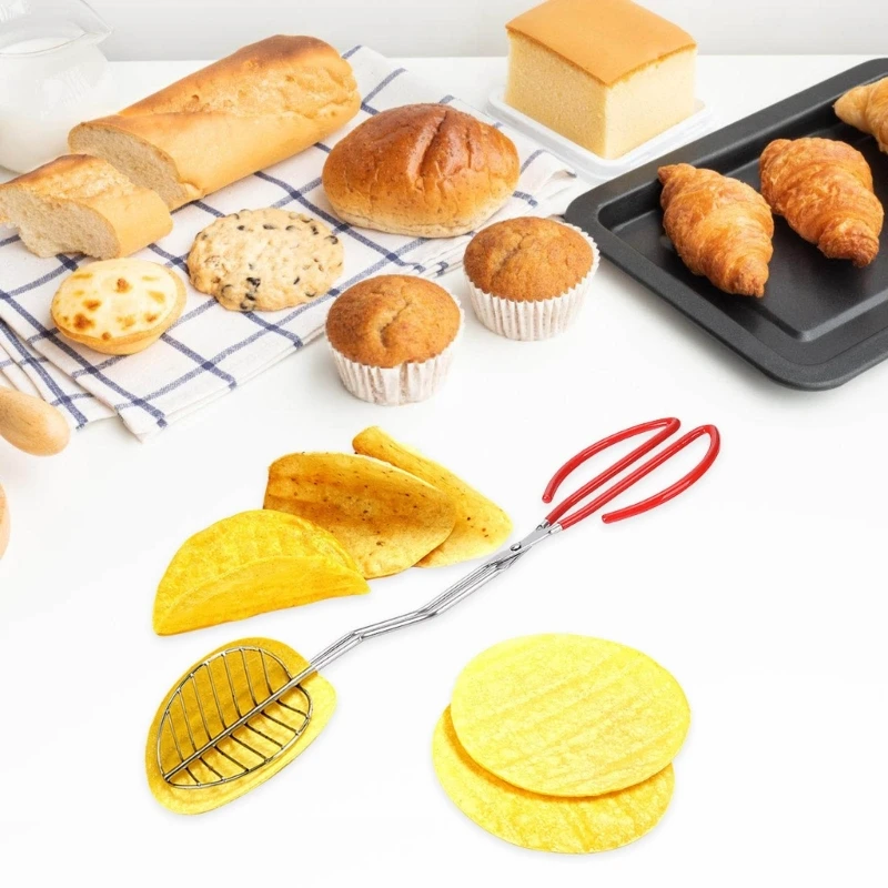 Homes Kitchen Tacos Shell Shapeing Tongs Thép không gỉ thực tế Tay cầm dài để chế tạo vỏ