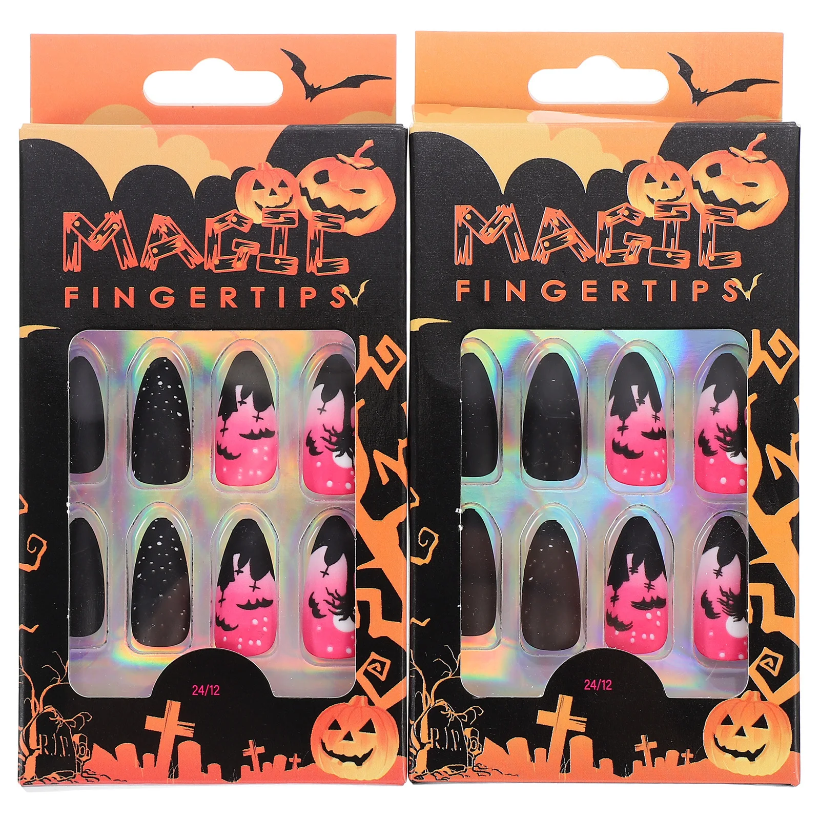 

48Pcs False Nail Artificial Nails for Women Long Durable Full Cover Halloween Fake Nails Party Wedding False Nail