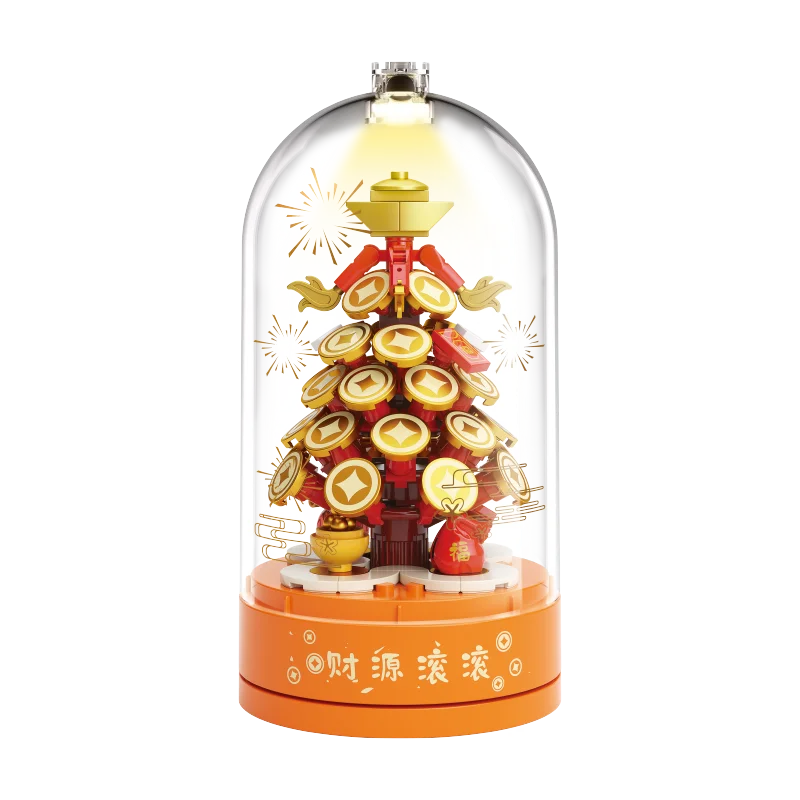 JAKI new national tide series music box music box revenue Spring Festival decoration pieces adults building blocks toys