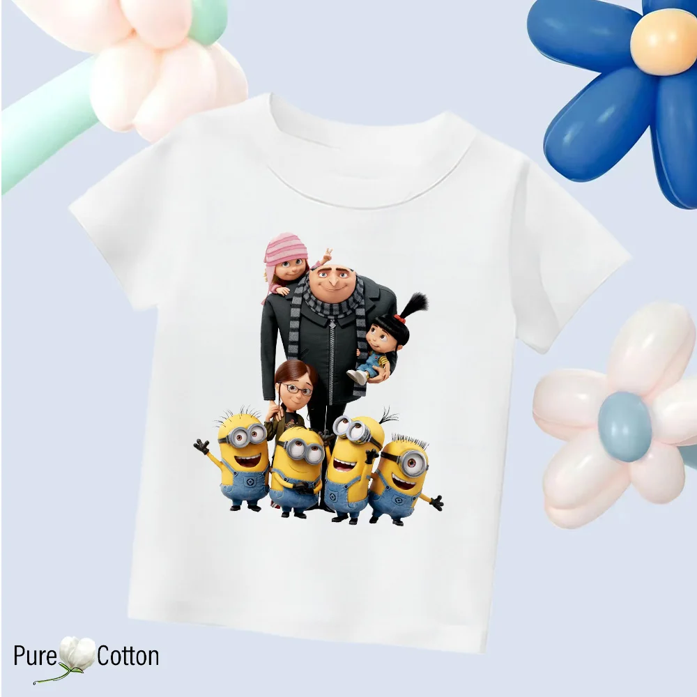 Cartoon Disney, multiple Minions, fun outdoor outfits, pure cotton children\'s T-shirts, Y2K quality, trendy, simple for boys