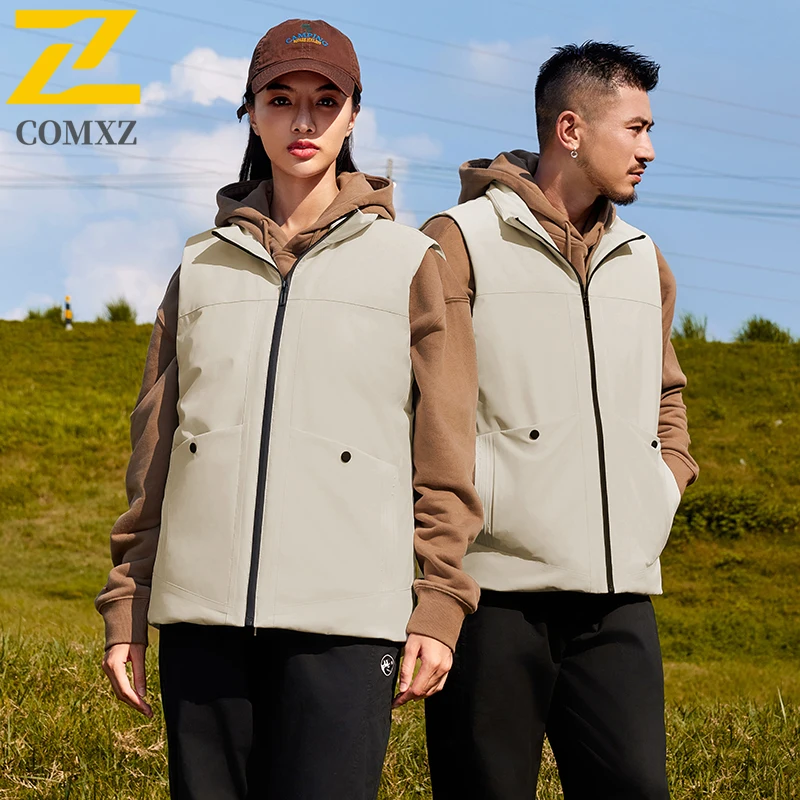 Couple's Down Vest 2025 New Grey Duck Down and Cotton Thick Anti Cold Warm Sleeveless Jacket Outdoor Leisure Camping Hiking Vest