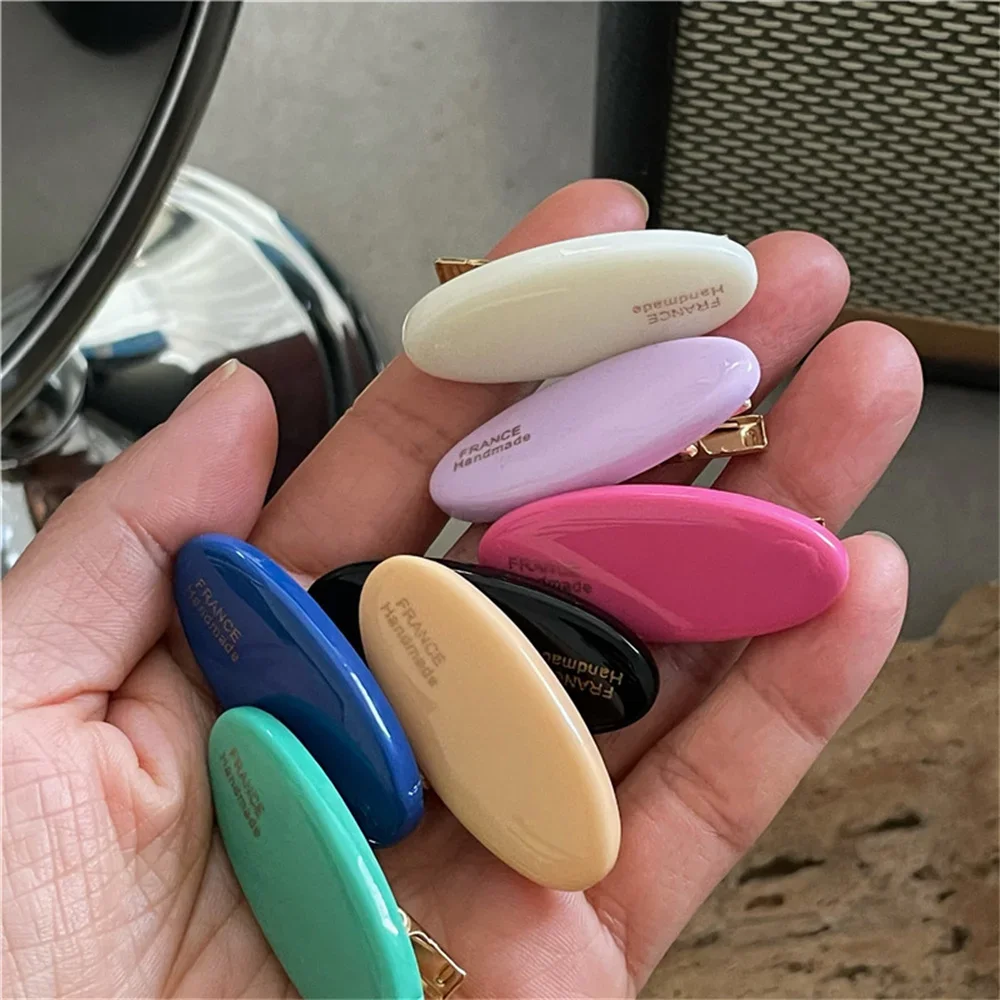 Lovely Oval Acrylic Hairpin Sweet Candy Color Duckbill Hair Clips for Women Girls Simple Cute Multi-color Hair Accessories